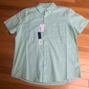 Sonoma Button Down Shirt Mens Mint Blue Short Sleeve Casual Cotton Blend NWT